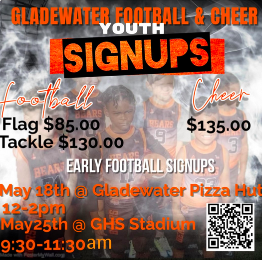  Gladewater Football & Cheer Youth Signups